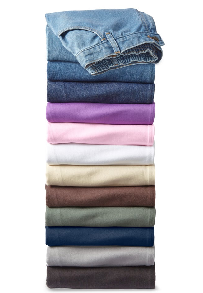 Perfect Back-Elastic Gap-Free Straight-Leg Cotton Jeans image number 7