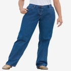 Perfect Back-Elastic Gap-Free Straight-Leg Cotton Jeans image number null