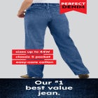 Perfect Back-Elastic Gap-Free Straight-Leg Cotton Jeans image number null