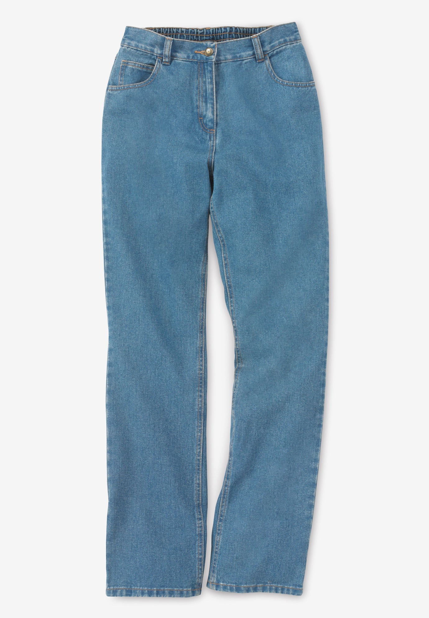Perfect Back-Elastic Gap-Free Straight-Leg Cotton Jeans image number 6