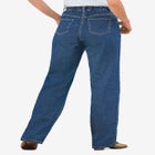 Perfect Back-Elastic Gap-Free Straight-Leg Cotton Jeans image number null