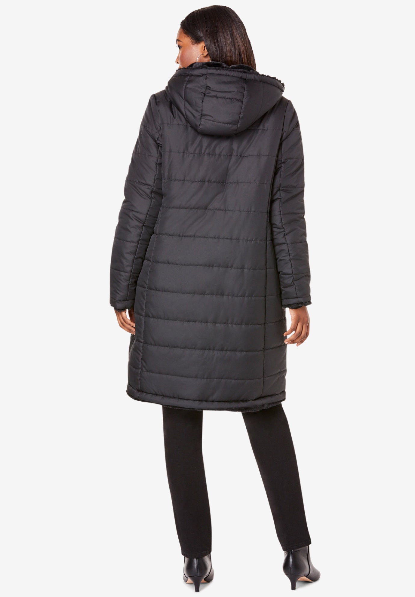 Plus Size 2-in-1 Puffer and Faux Fur Coat image number 1