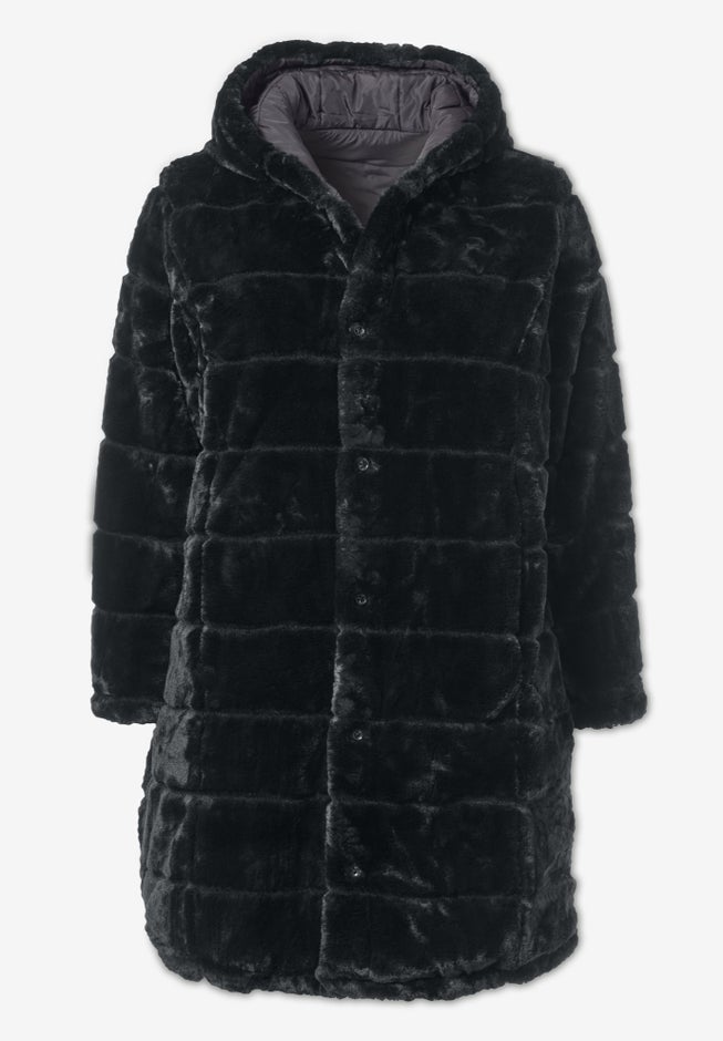 Plus Size 2-in-1 Puffer and Faux Fur Coat image number 4