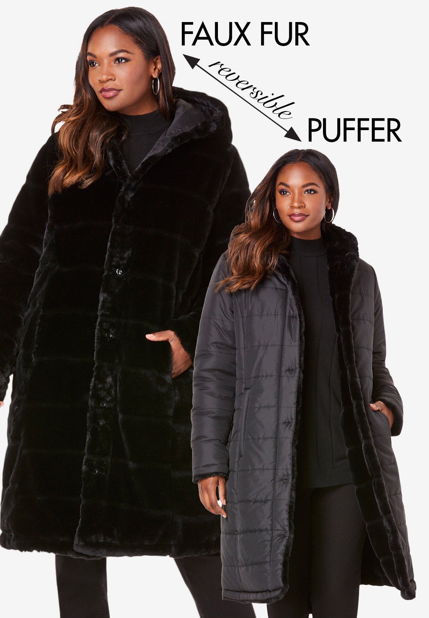 Plus Size 2-in-1 Puffer and Faux Fur Coat image number 0