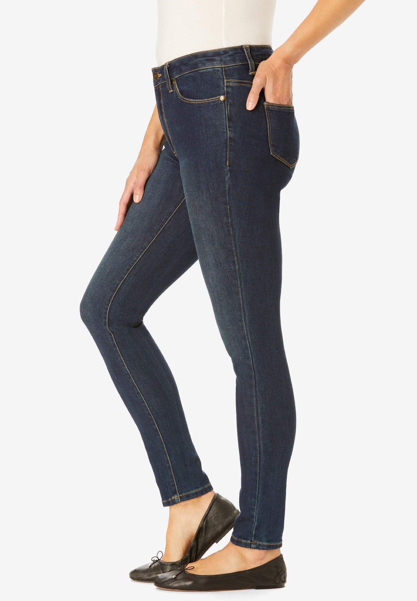 Slim-Leg Stretch Comfort Denim Five-Pocket Jeans image number 2