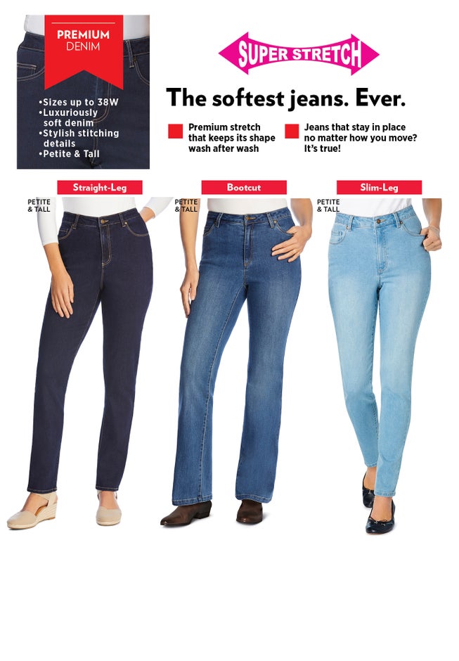 Slim-Leg Stretch Comfort Denim Five-Pocket Jeans image number 3