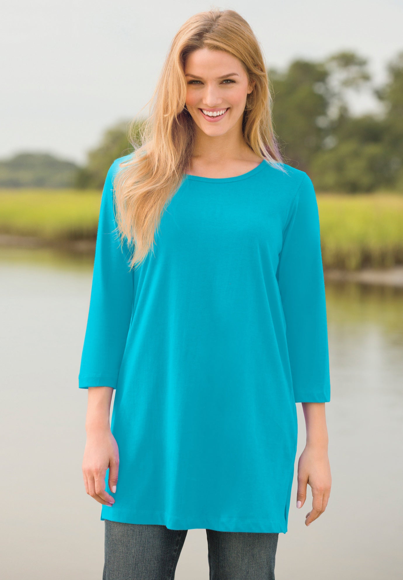 Perfect Three-Quarter-Sleeve Scoopneck Tunic image number 8