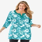 7-Day Three-Quarter Sleeve Grommet Notch Tunic image number null