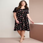 Plus Size Short Sleeve Sleeve Swing Dress image number null
