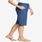 Pull-On Flex-Fit Elastic-Waist Stretch Denim Jeans Shorts image number null