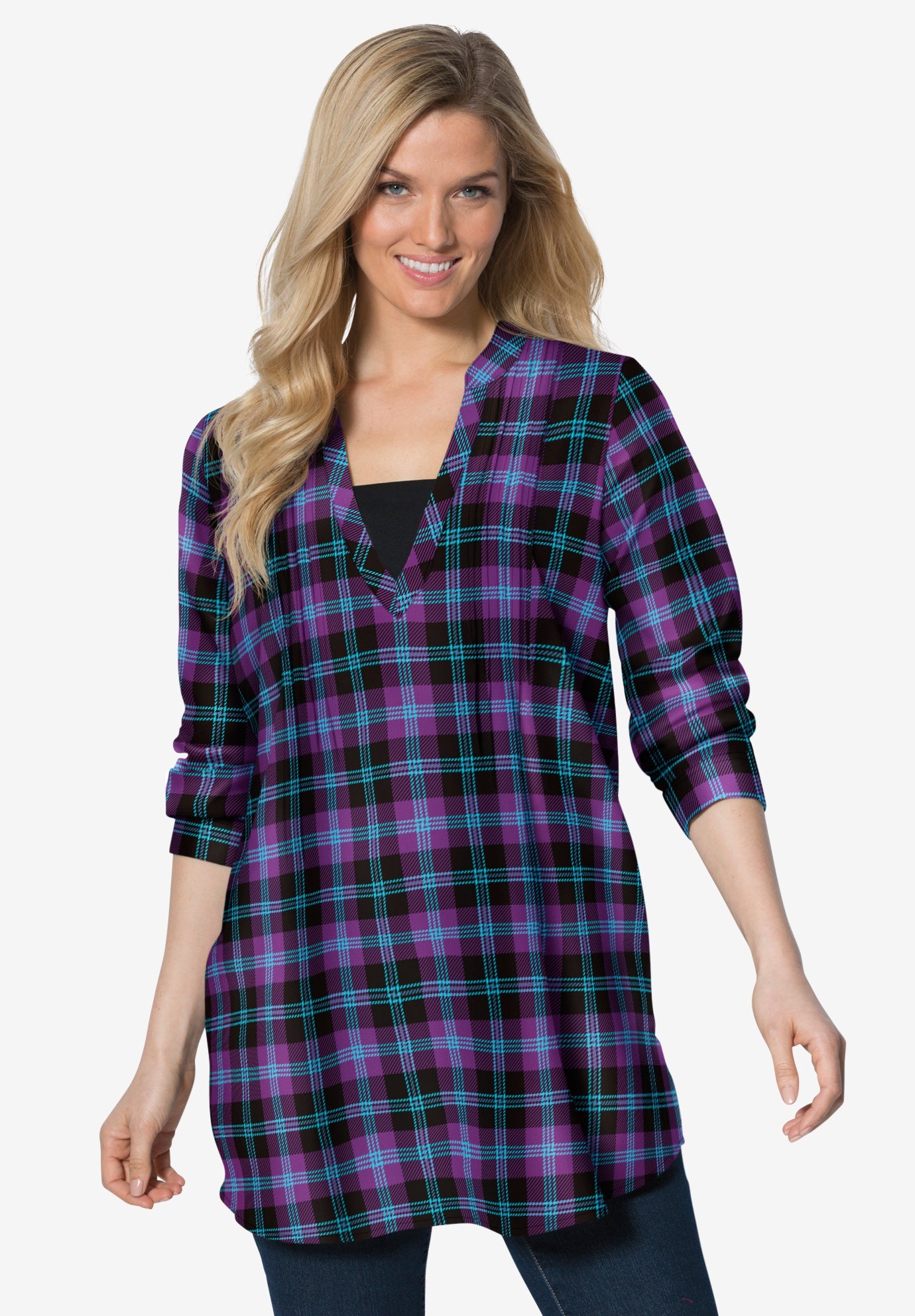Flannel Tunic With Layered Look image number 0