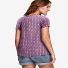 A-Line Scoop Neck Ruffle Trim 100% Cotton Cambric Peasant Blouse image number null