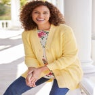 Shaker Button-Front Cardigan Sweater image number null