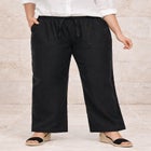 Linen-Blend Elastic Waist Drawstring Relaxed Pant image number null