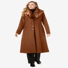 Long Wool-Blend Coat with Faux Fur Collar image number null