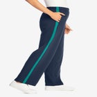 Cotton French Terry Straight-Leg Pull-On Side-Stripe Pants image number null