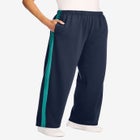 Cotton French Terry Straight-Leg Pull-On Side-Stripe Pants image number null