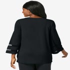 Stretch Knit Mesh Inset Sleeve Tunic image number null