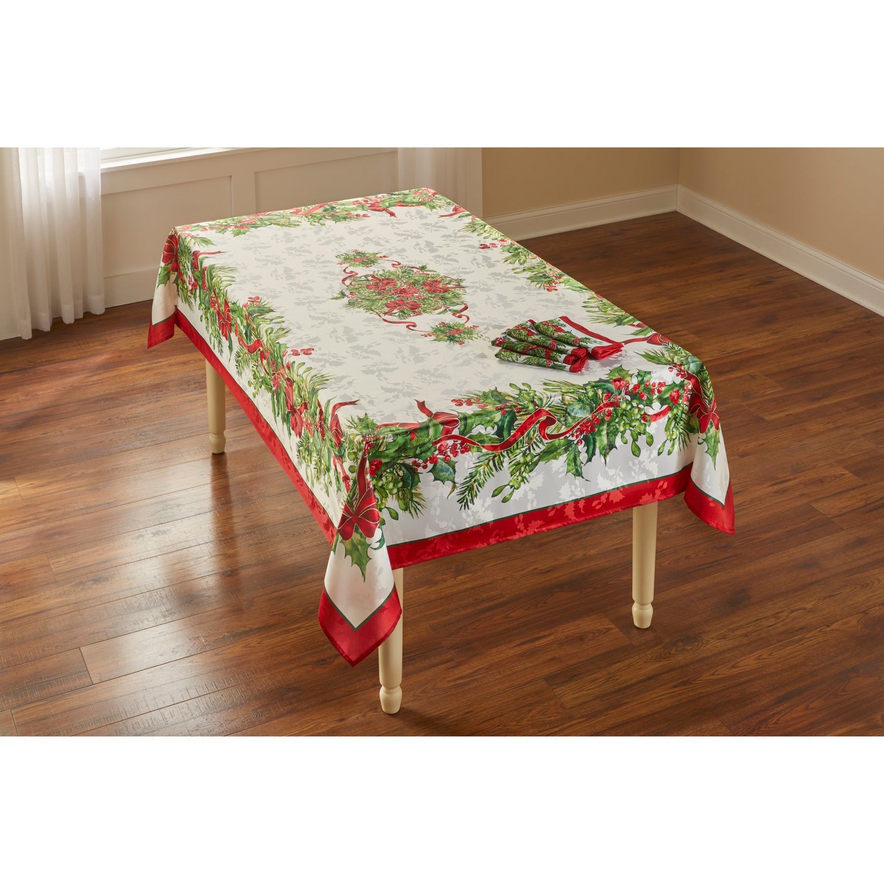 Holly Ribbon Tablecloth 60" x 104" image number 0