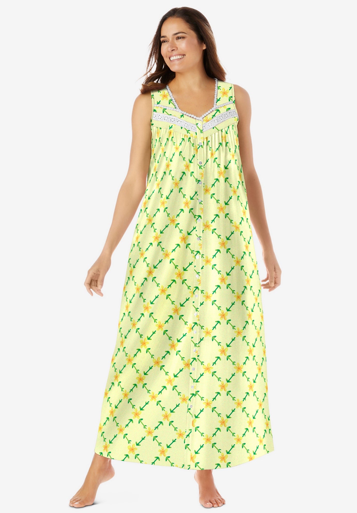 Long Sleeveless Floral Nightgown image number 0