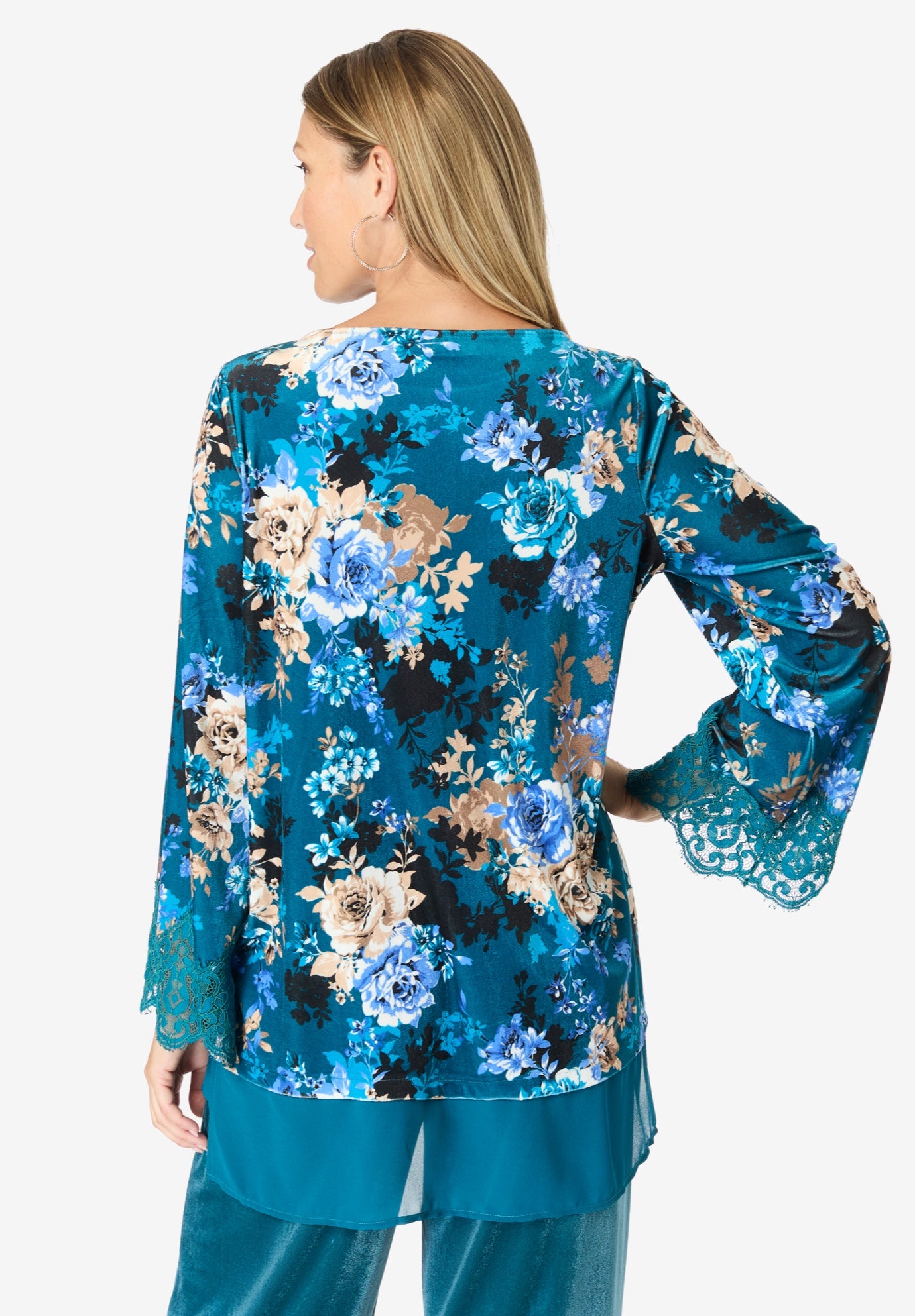 Lace-Trim Velour Tunic image number 2