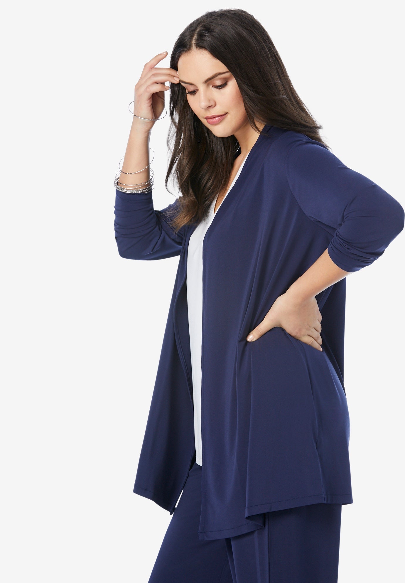 Ultrasmooth&reg; Fabric Long Sleeve Cardigan image number 3