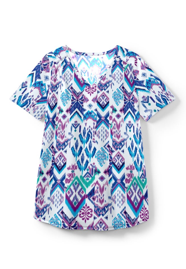 Short-Sleeve V-Neck Shirred Tee image number 12