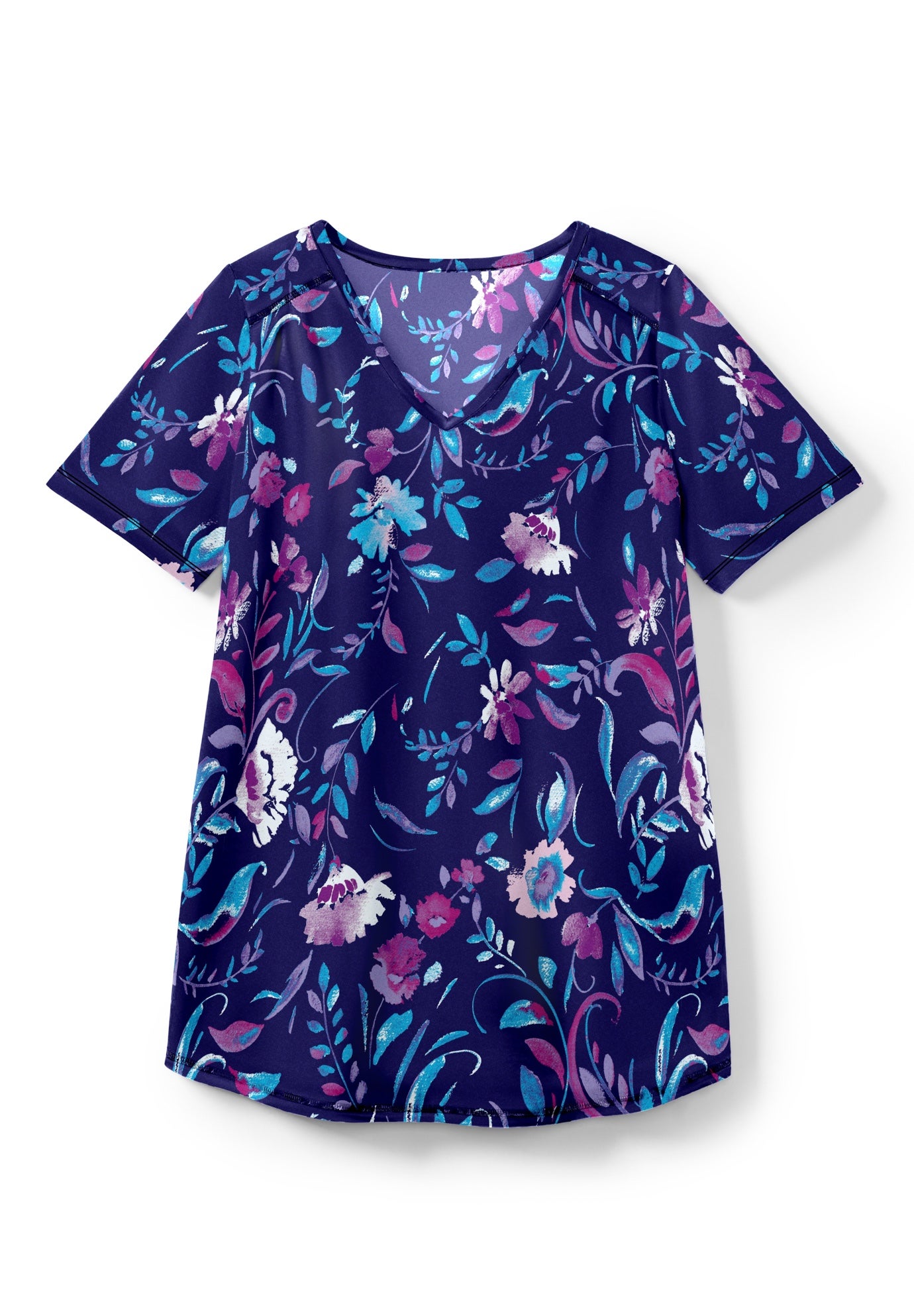 Short-Sleeve V-Neck Shirred Tee image number 14