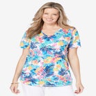 Short-Sleeve V-Neck Shirred Tee image number null