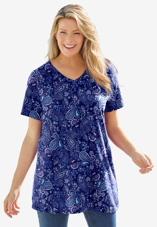 Perfect Printed Short-Sleeve V-Neck Tunic image number 3