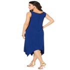 Plus Size Stretch Knit Mid Length Sleeveless Swing Dress image number null