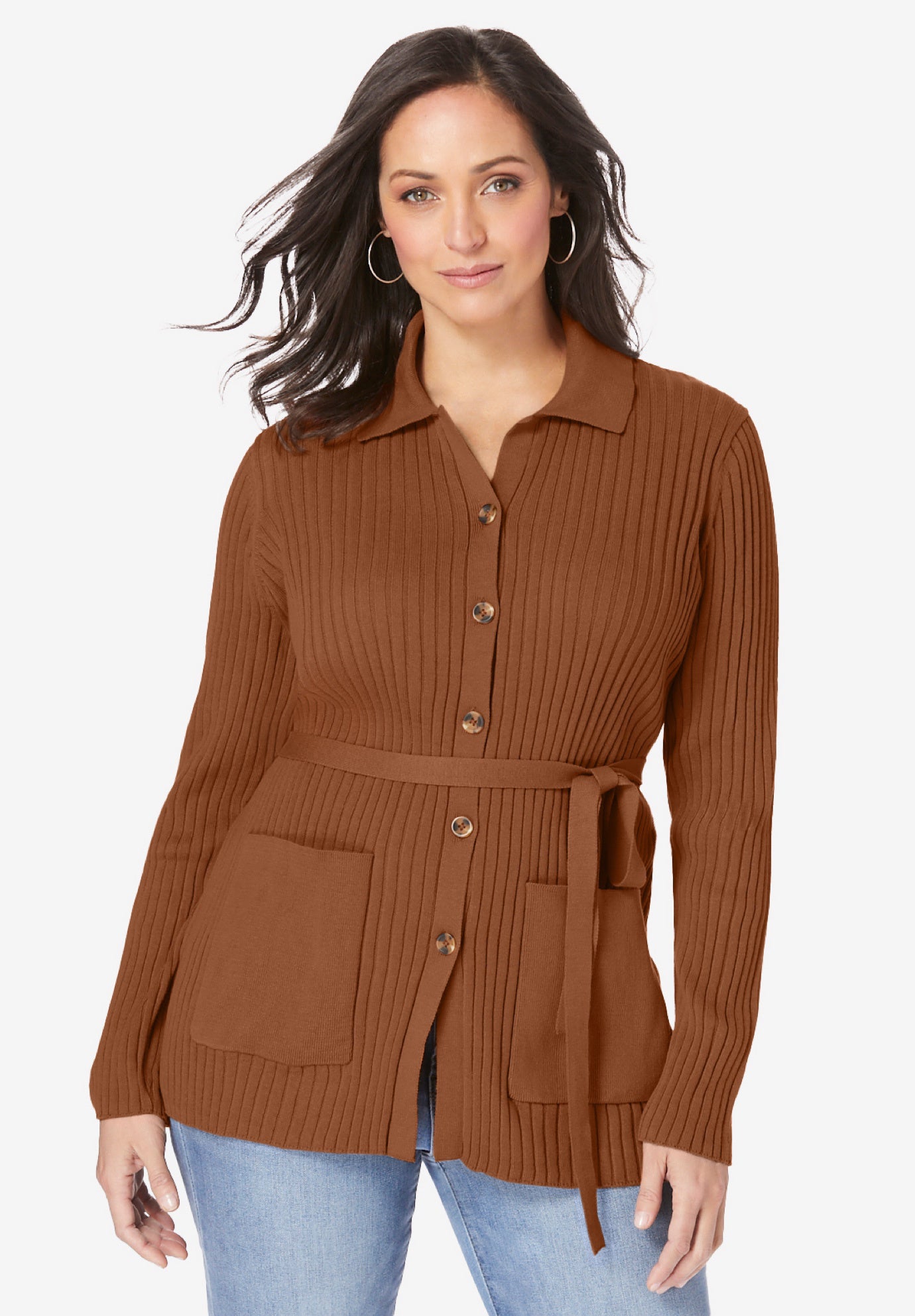 Button Down Rib Cardigan image number 0