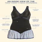 Twist-Front V-Neck Tummy Control A-Line Swim Dress image number null