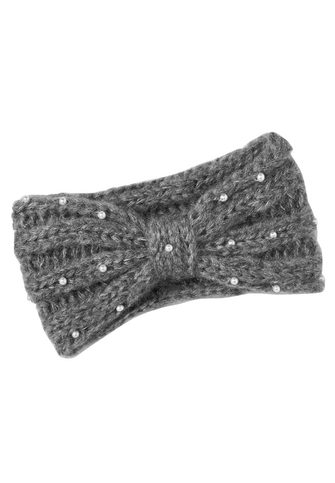 Cable Knit Pearl Trim Headband image number null