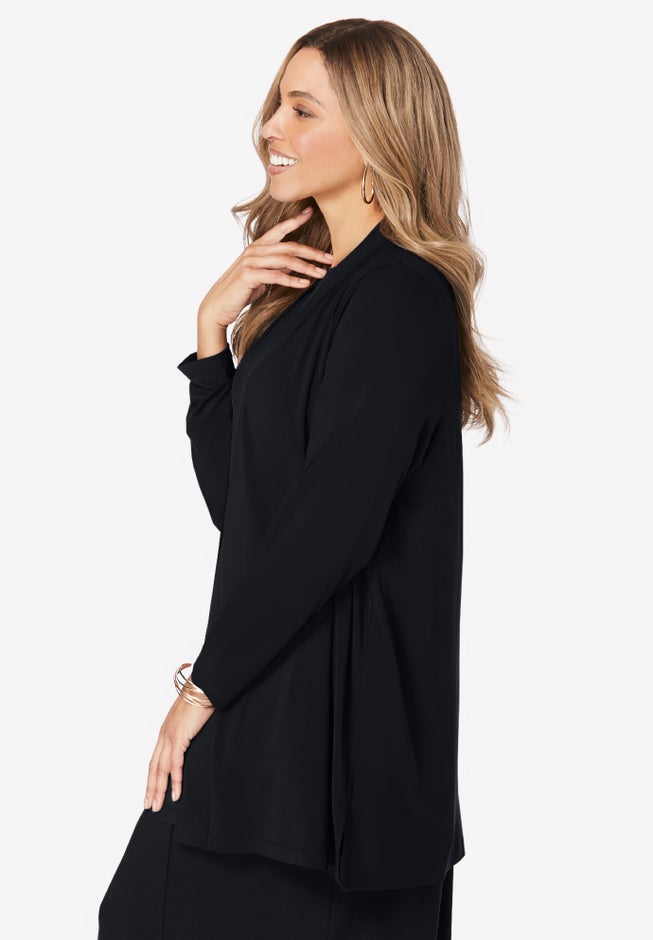 Stretch Knit Open Front Knit Topper image number 1