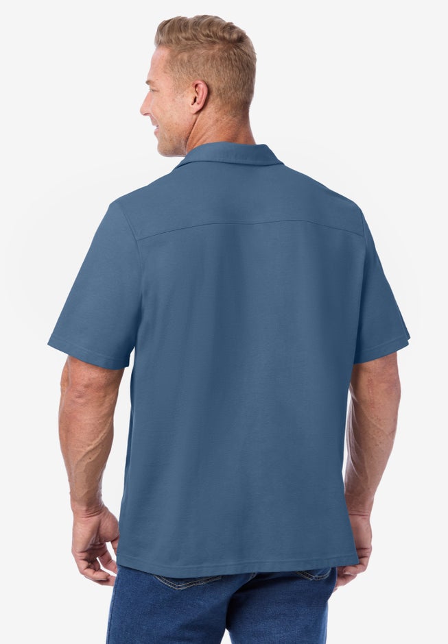 Lightweight Stretch Mesh Piqué Button Down Shirt image number 1