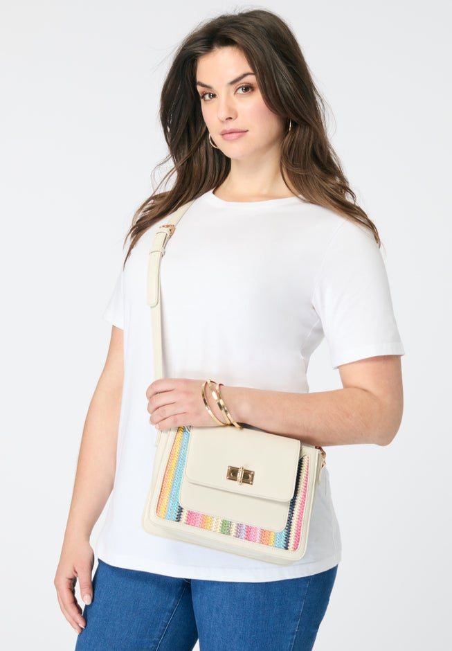 Faux Leather Ikat Handbag image number null