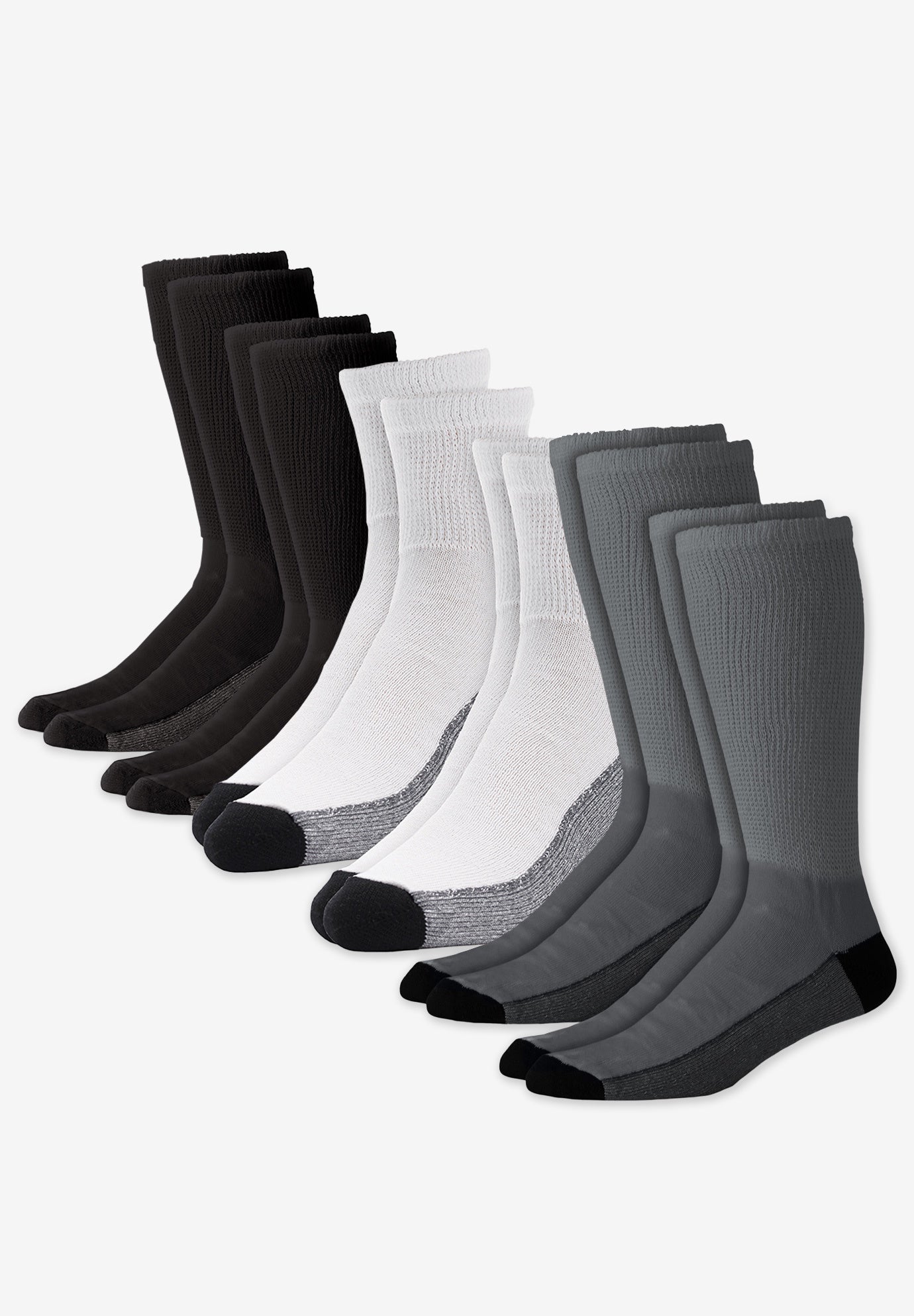 1/4" Length Cushioned Crew 6 Pack Socks image number 0