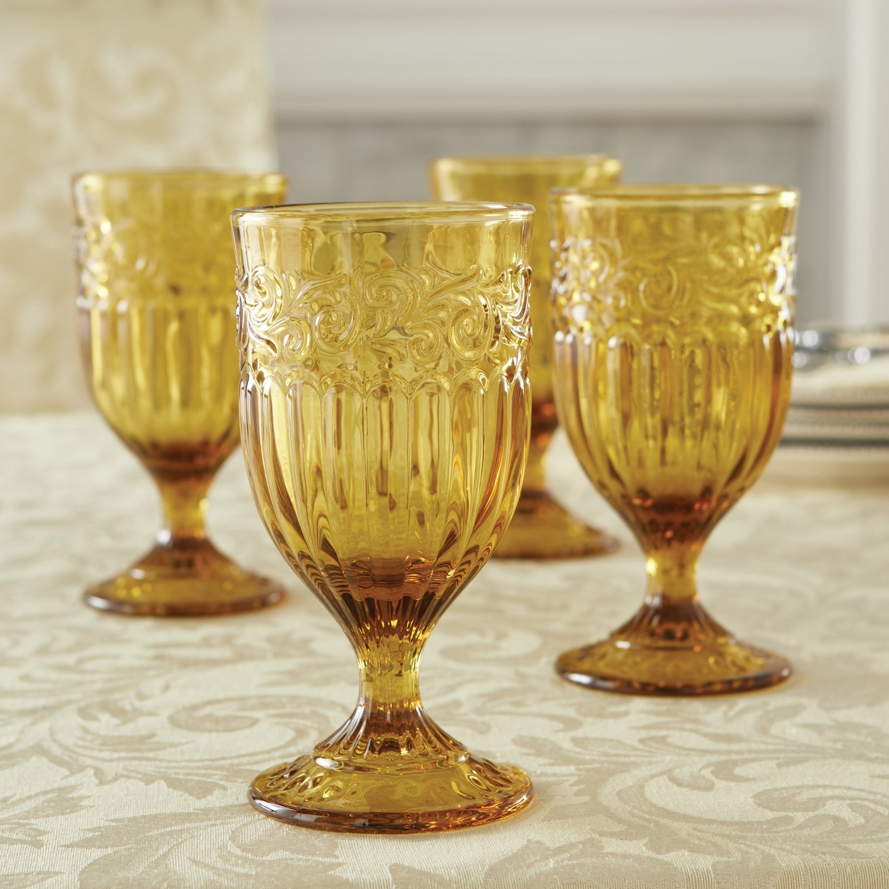 4-Pc. Amber Goblets Set image number 0