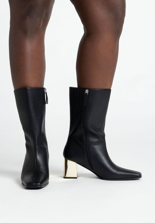 Mid Calf Boot with Block Heel image number null
