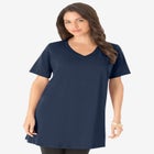Plus Size Cotton Short Sleeve V-Neck Ultimate Tunic image number null
