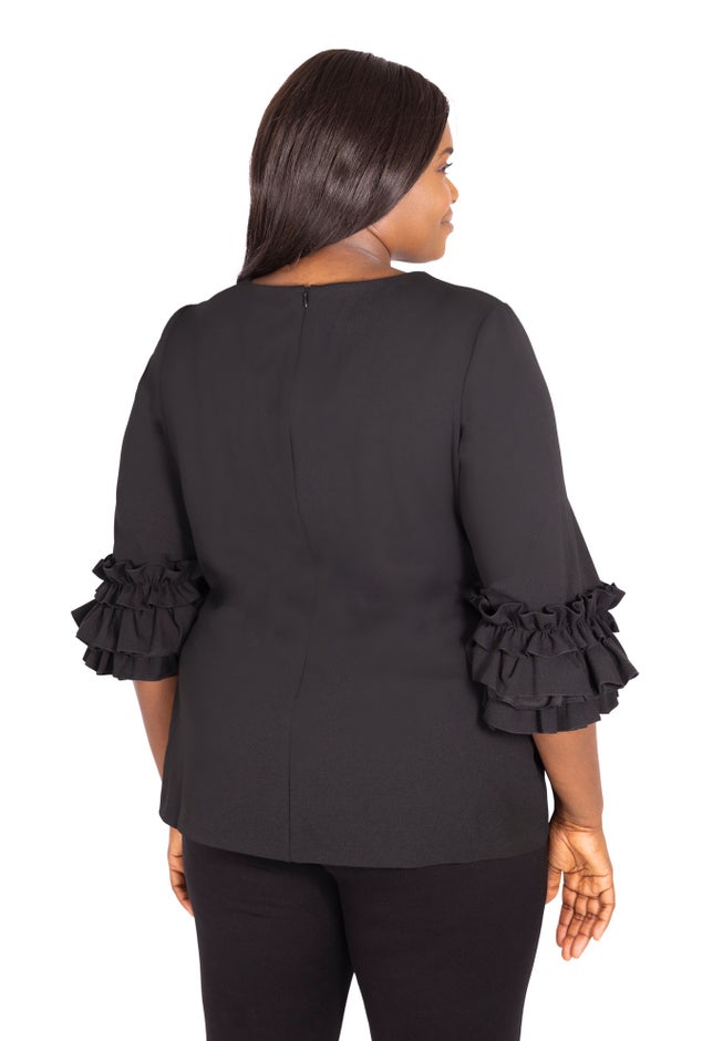 Ruffle Sleeve Sweater image number null