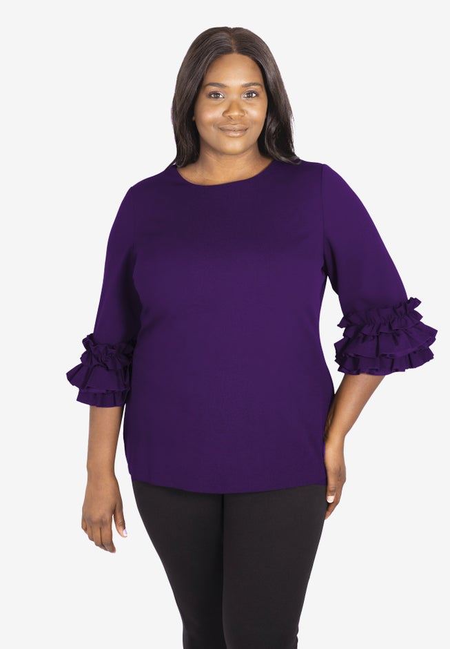 Ruffle Sleeve Sweater image number null