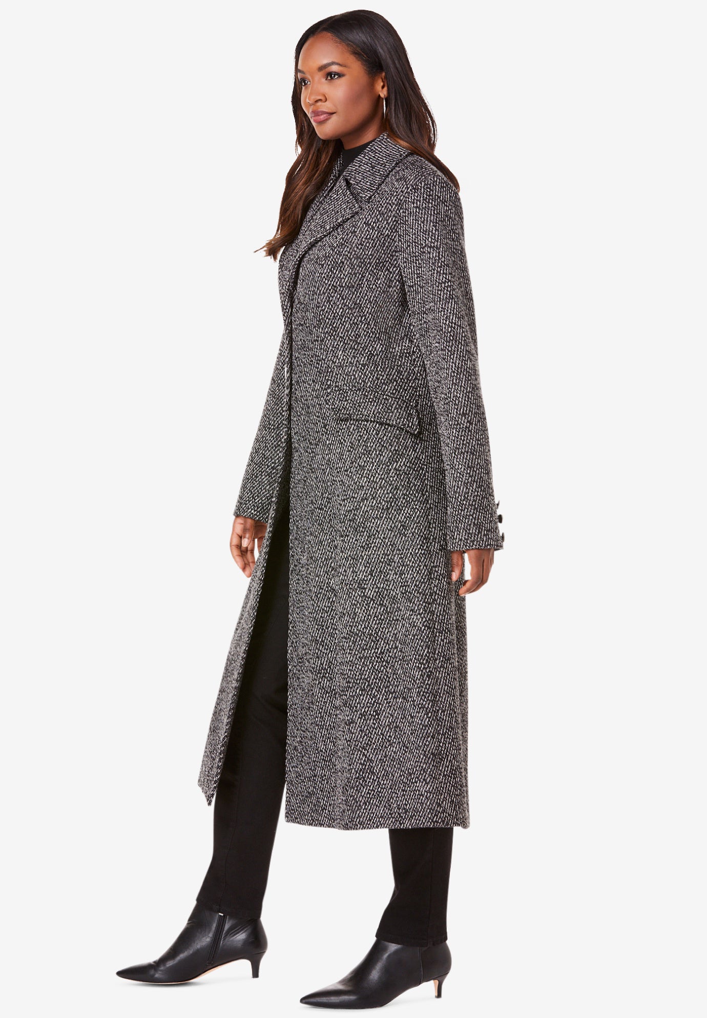 Plus Size Tailored Tweed Coat image number 2