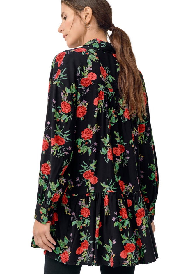 Button Front Peplum Tunic image number 1