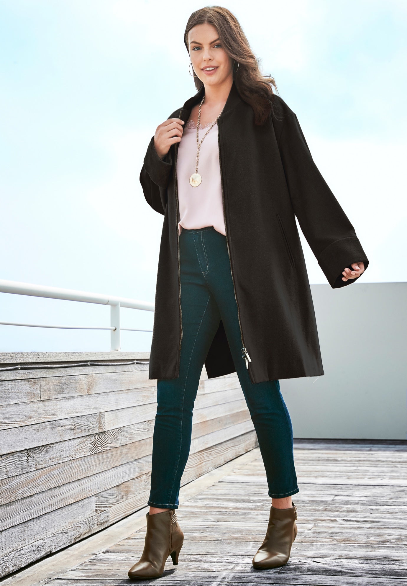 Plus Size Wool Blend Driving Coat image number 4