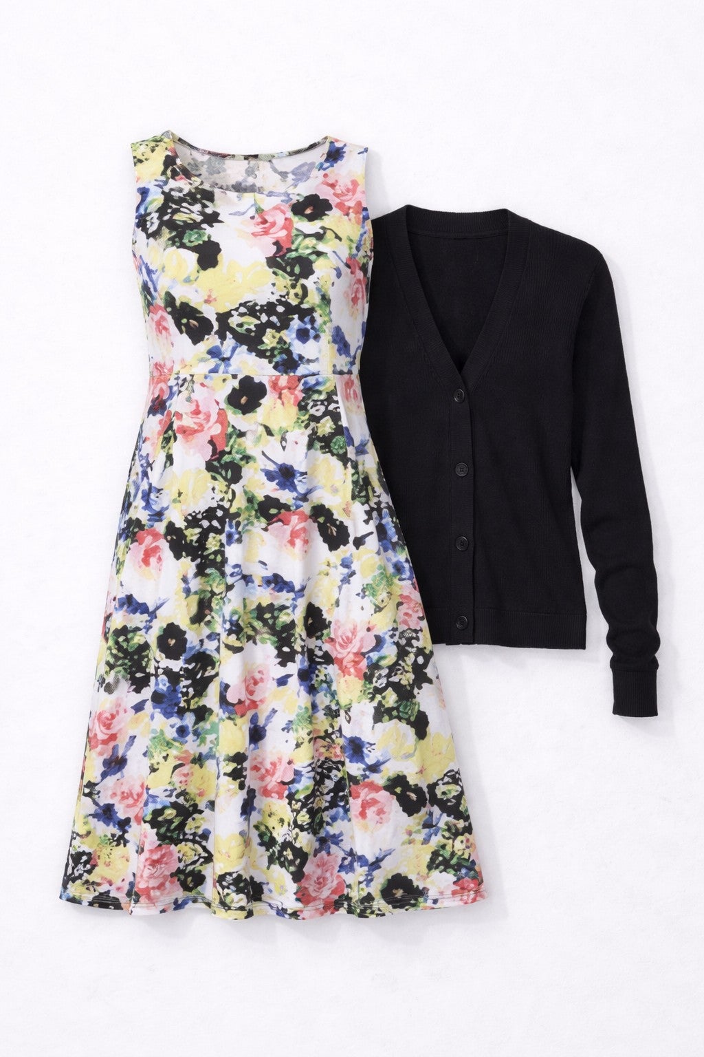 Stretch Jersey Knit Sleeveless Scoop Neck Fit and Flare Dress image number 2