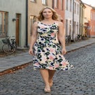 Stretch Jersey Knit Sleeveless Scoop Neck Fit and Flare Dress image number null