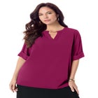 Ultrasmooth® Fabric V Neck Tee with Chain Detail image number null