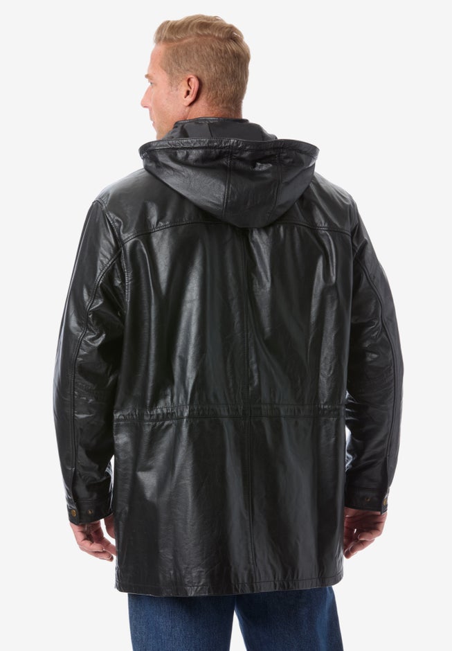 Hooded Leather Parka image number 1